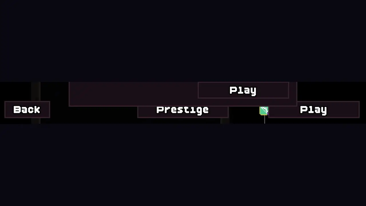 Official Steam screenshot crop showing Back Prestige and Play buttons on the skill tree bottom navigation bar